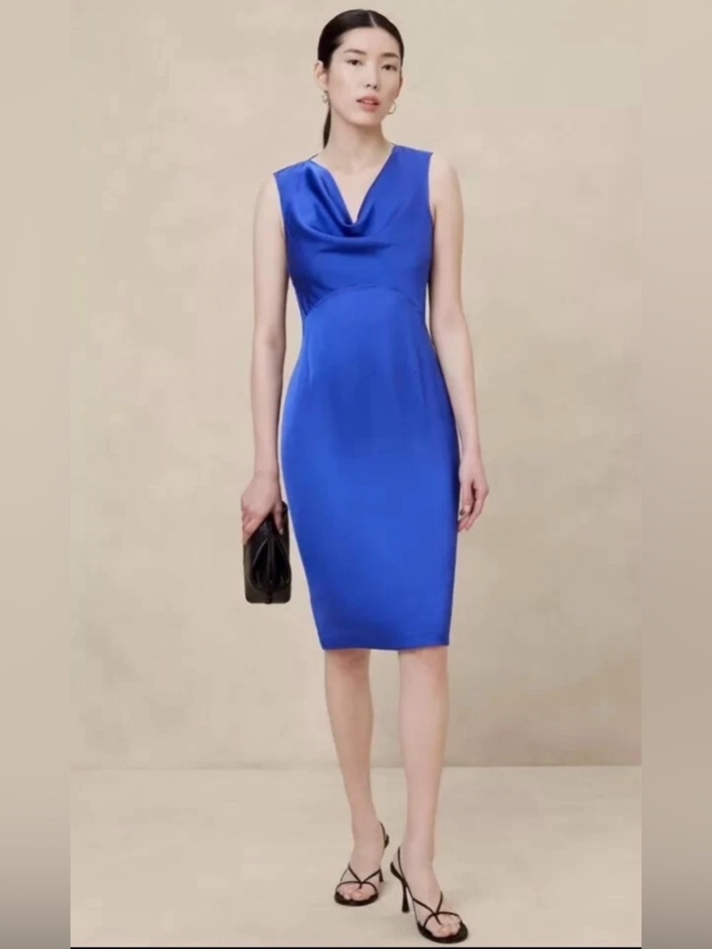 Banana Republic Royal Blue Cowl Neck Midi Dress